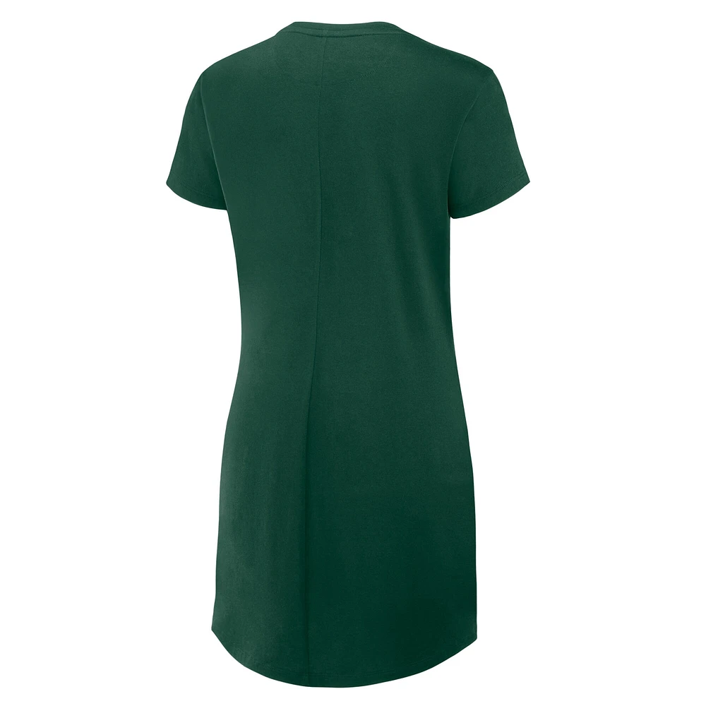 Women's Fanatics Green Bay Packers Ruched Drape T-Shirt Dress