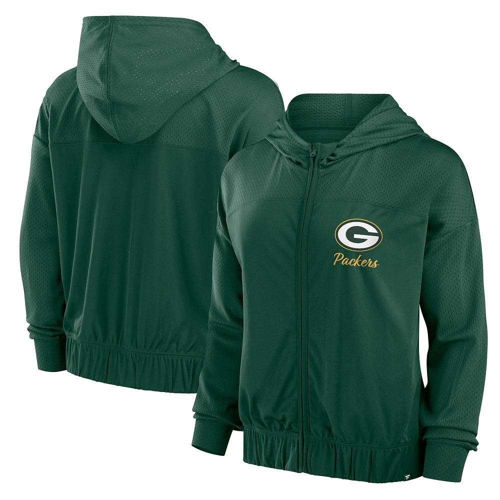 Women's Fanatics Green Bay Packers Script Lock Full-Zip Hoodie