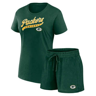 Pack combiné de t-shirts et shorts Fanatics Green Bay Packers pour femmes