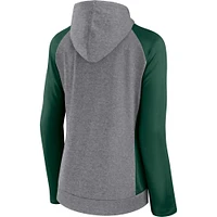 Women's Fanatics  Heather Gray/College Green Bay Packers Blind Side Lightweight Full-Zip Hoodie