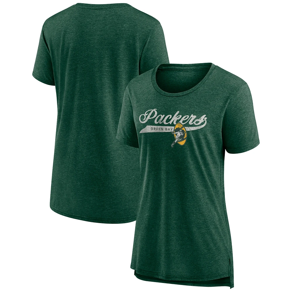 T-shirt à manches longues en mélange de coton pour femme Fanatics Heather Green des Packers Bay