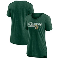 T-shirt à manches longues en mélange de coton pour femme Fanatics Heather Green des Packers Bay