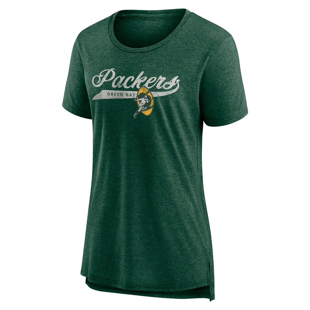 T-shirt à manches longues en mélange de coton pour femme Fanatics Heather Green des Packers Bay