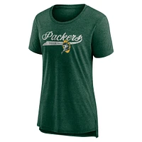 T-shirt à manches longues en mélange de coton pour femme Fanatics Heather Green des Packers Bay