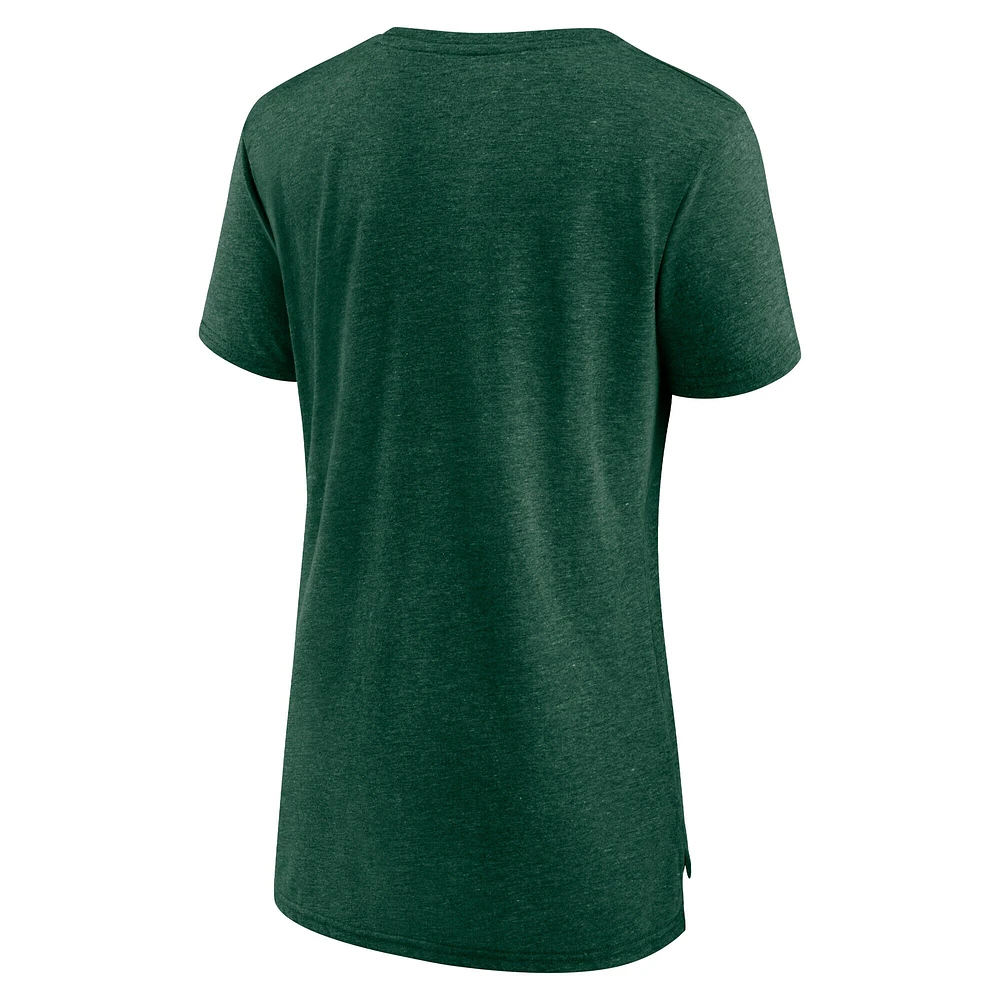 T-shirt à manches longues en mélange de coton pour femme Fanatics Heather Green des Packers Bay