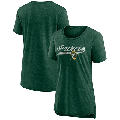 T-shirt à manches longues en mélange de coton pour femme Fanatics Heather Green des Packers Bay