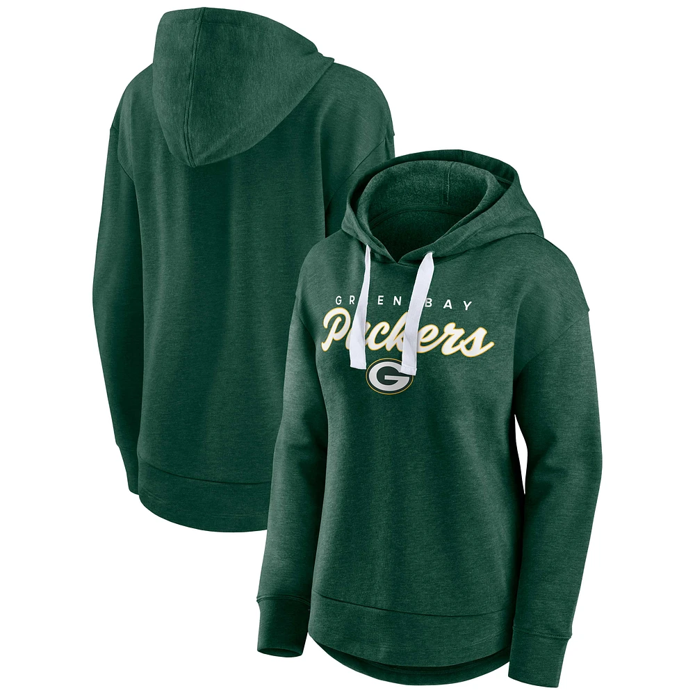 Women's Fanatics Heather Green Bay Packers Set To Fly Pullover Hoodie