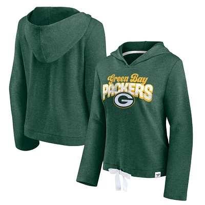 Women's Fanatics Heathered Green Bay Packers True Classics Fleece V-Neck Pullover - Hoodie