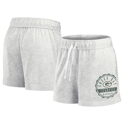 Short à badge vintage Fanatics Oatmeal Green Bay Packers pour femmes