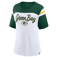 Haut court tendance pour femme Fanatics blanc/vert Green Bay Packers Cheer Chant