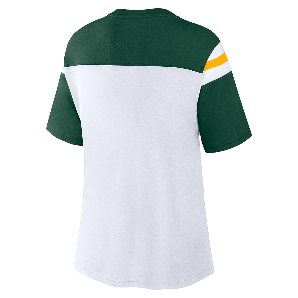 Haut court tendance pour femme Fanatics blanc/vert Green Bay Packers Cheer Chant