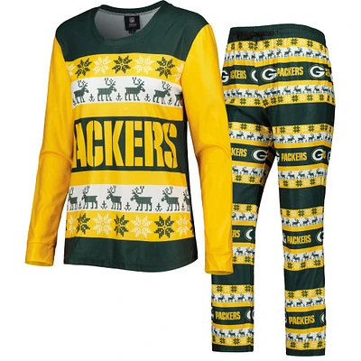 Women's FOCO Green Bay Packers Holiday Ugly Pajama Set