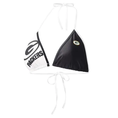 Green Bay Packers G-III 4Her by Carl Banks Women's Play Action Bikini Top - Black/White