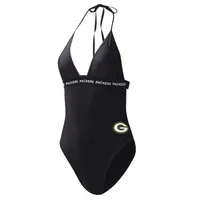 Maillot de bain une pièce pour femme G-III 4Her by Carl Banks Black Green Bay Packers Full Count