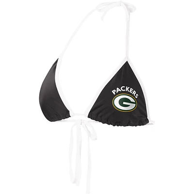 G-III 4Her by Carl Banks pour femme Noir Green Bay Packers Logo Perfect Match - Haut de bikini