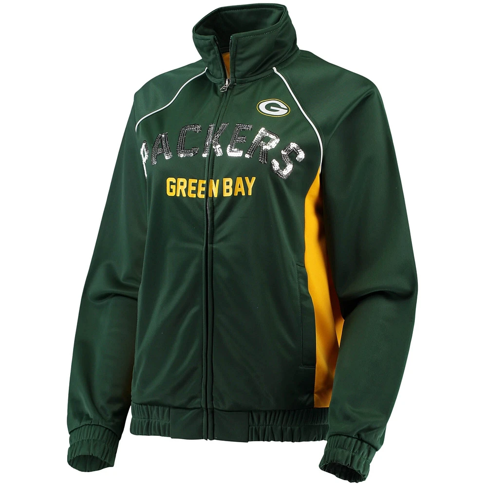 Women's G-III 4Her by Carl Banks Green Bay Packers Backfield Raglan - Full-Zip Track Jacket
