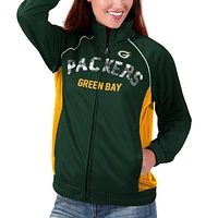 Women's G-III 4Her by Carl Banks Green Bay Packers Backfield Raglan - Full-Zip Track Jacket