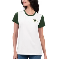 Women's G-III 4Her by Carl Banks White/Green Green Bay Packers Fashion Illustration T-Shirt