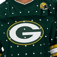 Women's Gameday Couture Green Bay Packers Kickoff Time Allover Rhinestone Sports Stripe Jersey V-Neck T-Shirt