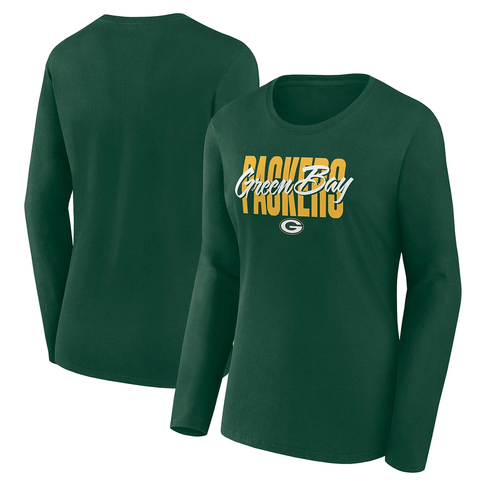 T-shirt à manches longues Grip pour femme, vert, des Packers de Green Bay