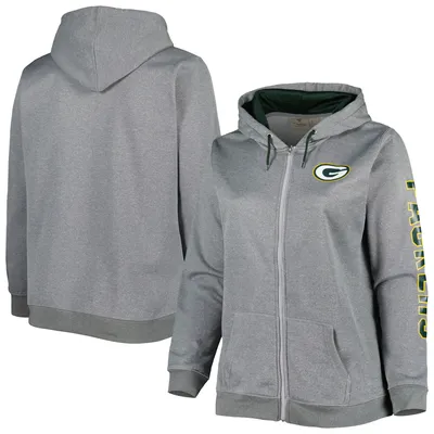 Green Bay Packers Women's Plus Fleece Full-Zip Hoodie Jacket - Heather Charcoal