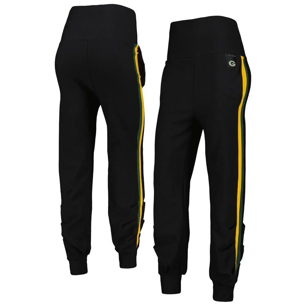 Women's KIYA TOMLIN Black Green Bay Packers Stripe Tri-Blend Joggers