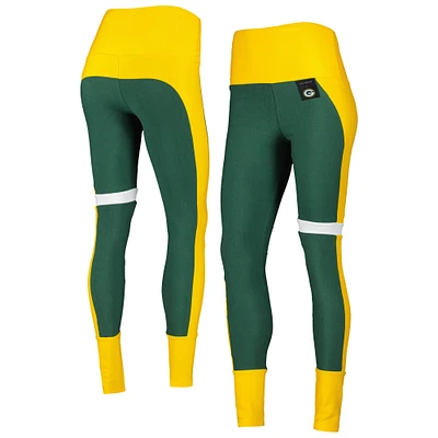 Legging KIYA TOMLIN Vert/Or Green Bay Packers Colorblock Tri-Blend pour femme