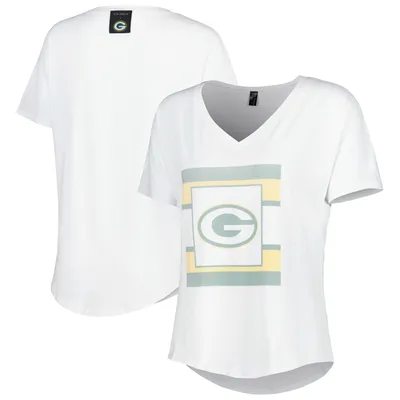 T-shirt KIYA TOMLIN pour femme, blanc, col en V, trois mélanges, Green Bay Packers