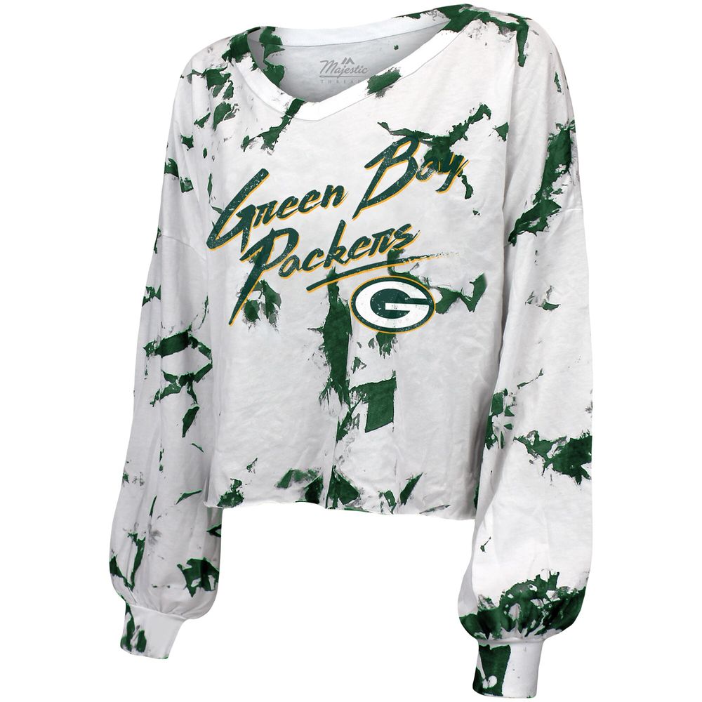 Green Bay Packers Majestic Vintage Green Tie Dye T-Shirt