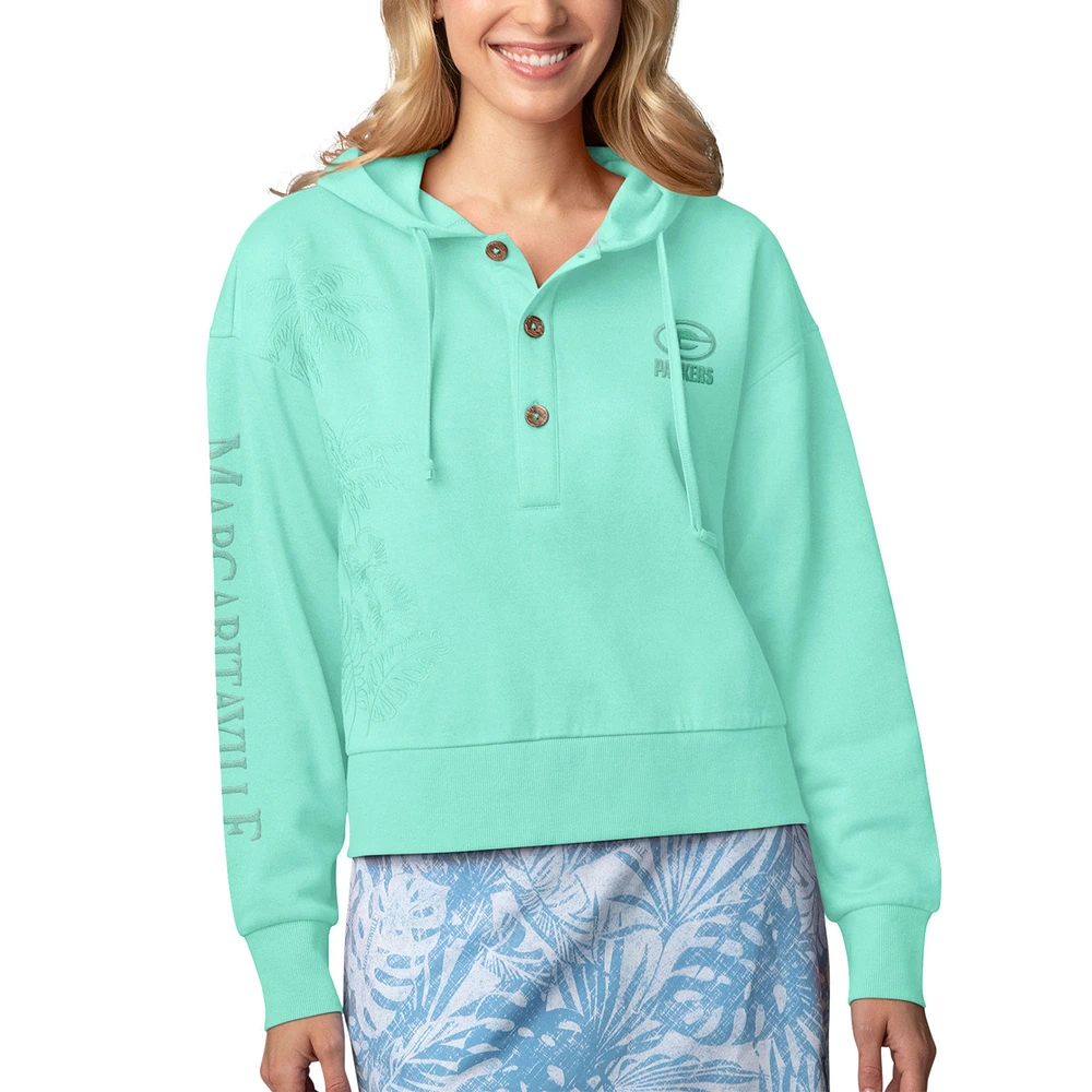 Sweat à capuche uni Margaritaville Mint Green Bay Packers Island Dream pour femme