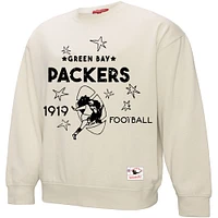 Women's Mitchell & Ness Cream Green Bay Packers Shooting Stars Pullover Sweatshirt