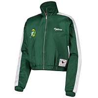 Women's Mitchell & Ness Green Bay Packers Nylon Cropped Full-Zip Jacket