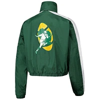 Women's Mitchell & Ness Green Bay Packers Nylon Cropped Full-Zip Jacket