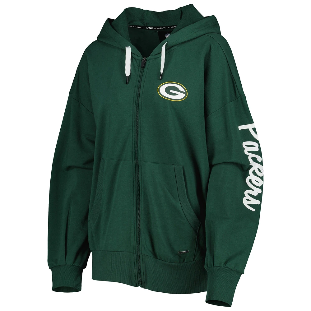 MSX by Michael Strahan Green Bay Packers Emerson pour femme - Chandail à capuchon avec fermeture glissière complète