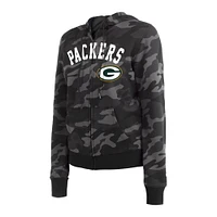 Women's New Era  Black Green Bay Packers Camo Full-Zip Hoodie