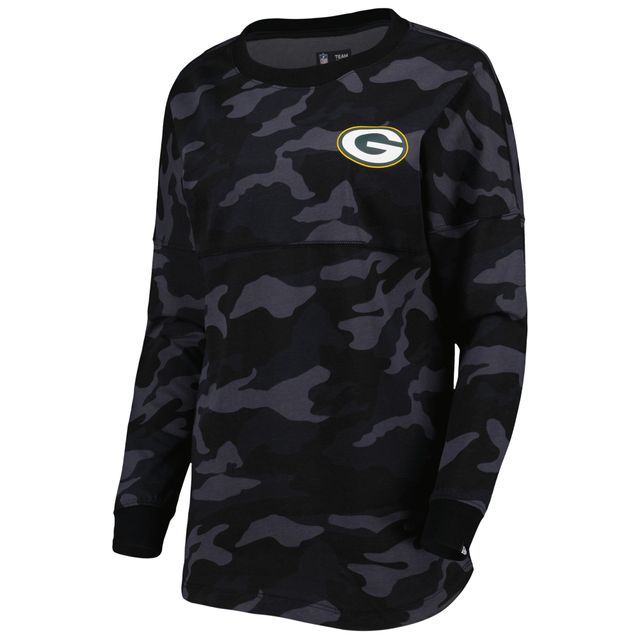 Green Bay Packers New Era Women's Camo Full-Zip Hoodie - Black