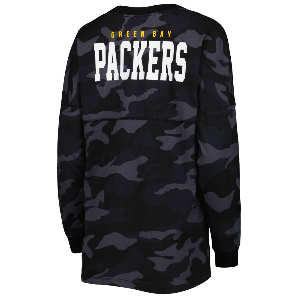 Women's New Era Black Green Bay Packers Camo Long Sleeve T-Shirt