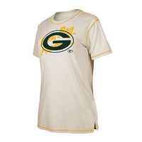 Women's New Era Cream Green Bay Packers Split T-Shirt