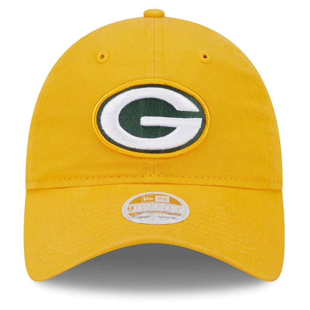 Casquette réglable New Era Gold Green Bay Packers Main Core Classic 2.0 9TWENTY pour femme