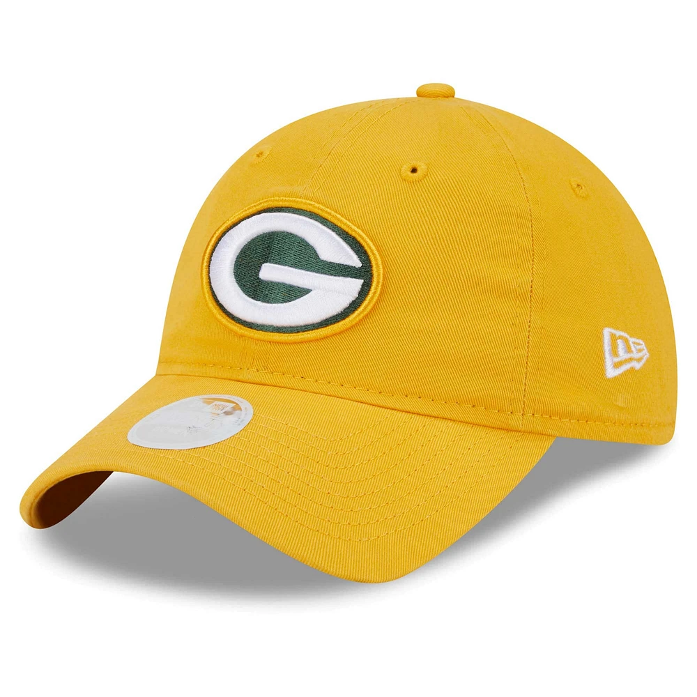 Casquette réglable New Era Gold Green Bay Packers Main Core Classic 2.0 9TWENTY pour femme