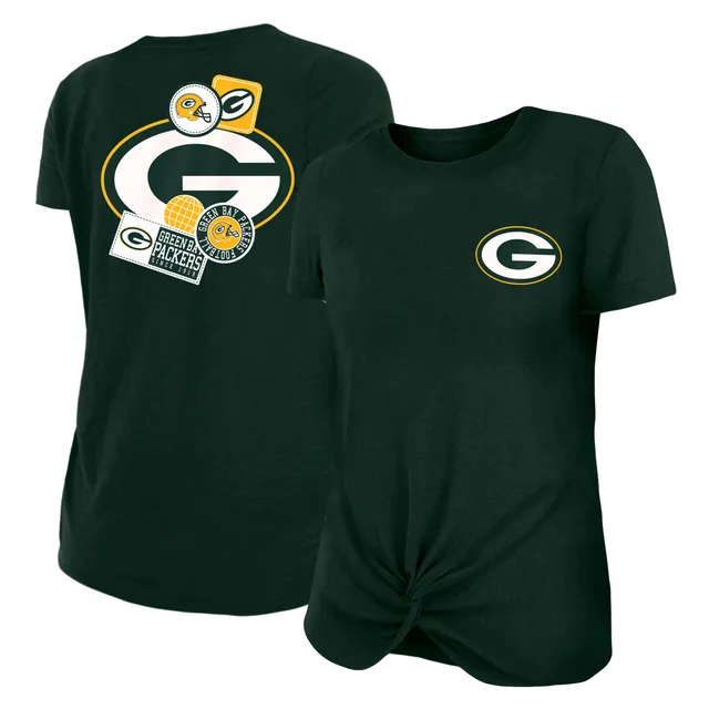 Women's New Era Green Green Bay Packers Slub T-Shirt with Front Twist Knot