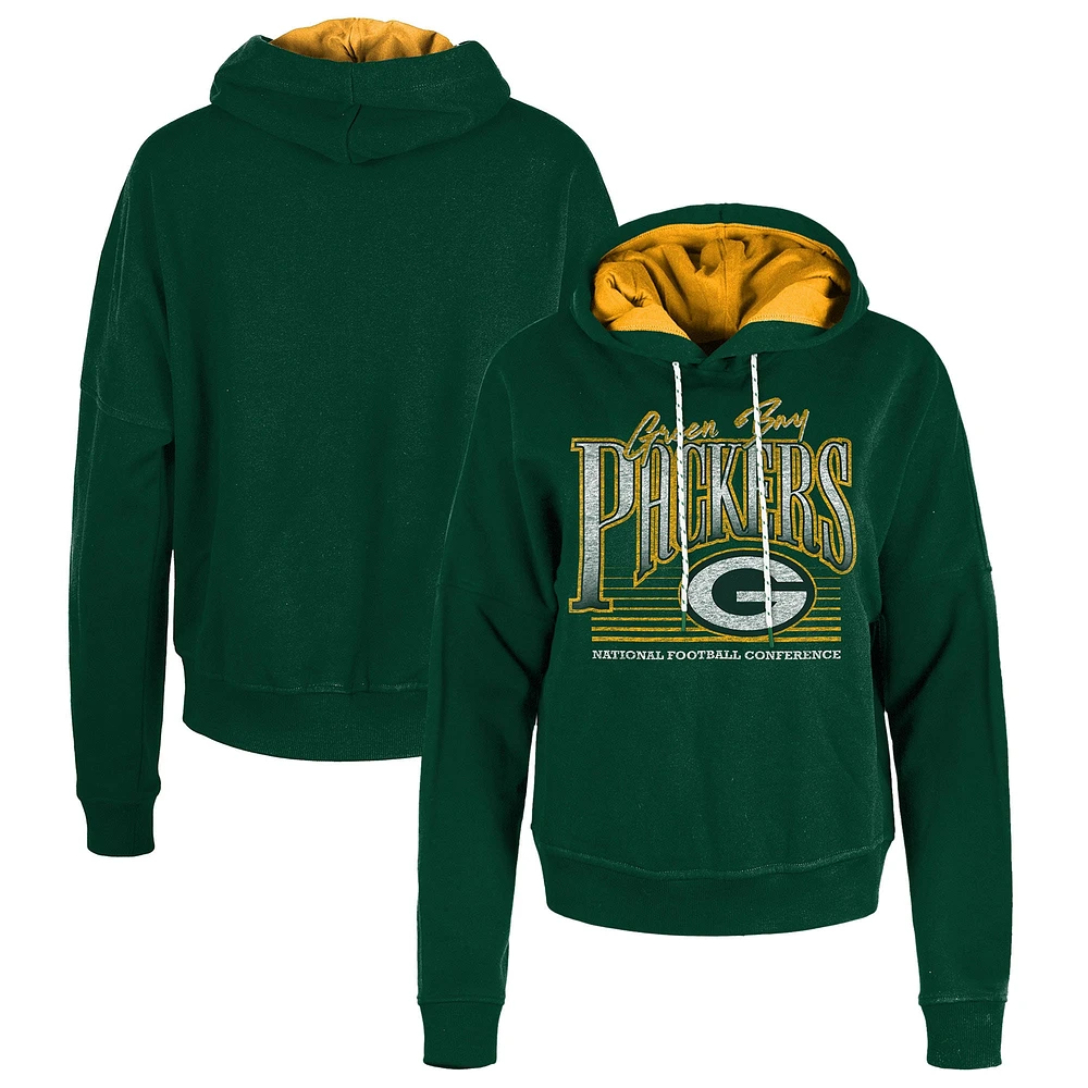 Sweat à capuche boxy Green Bay Packers de New Era pour femme