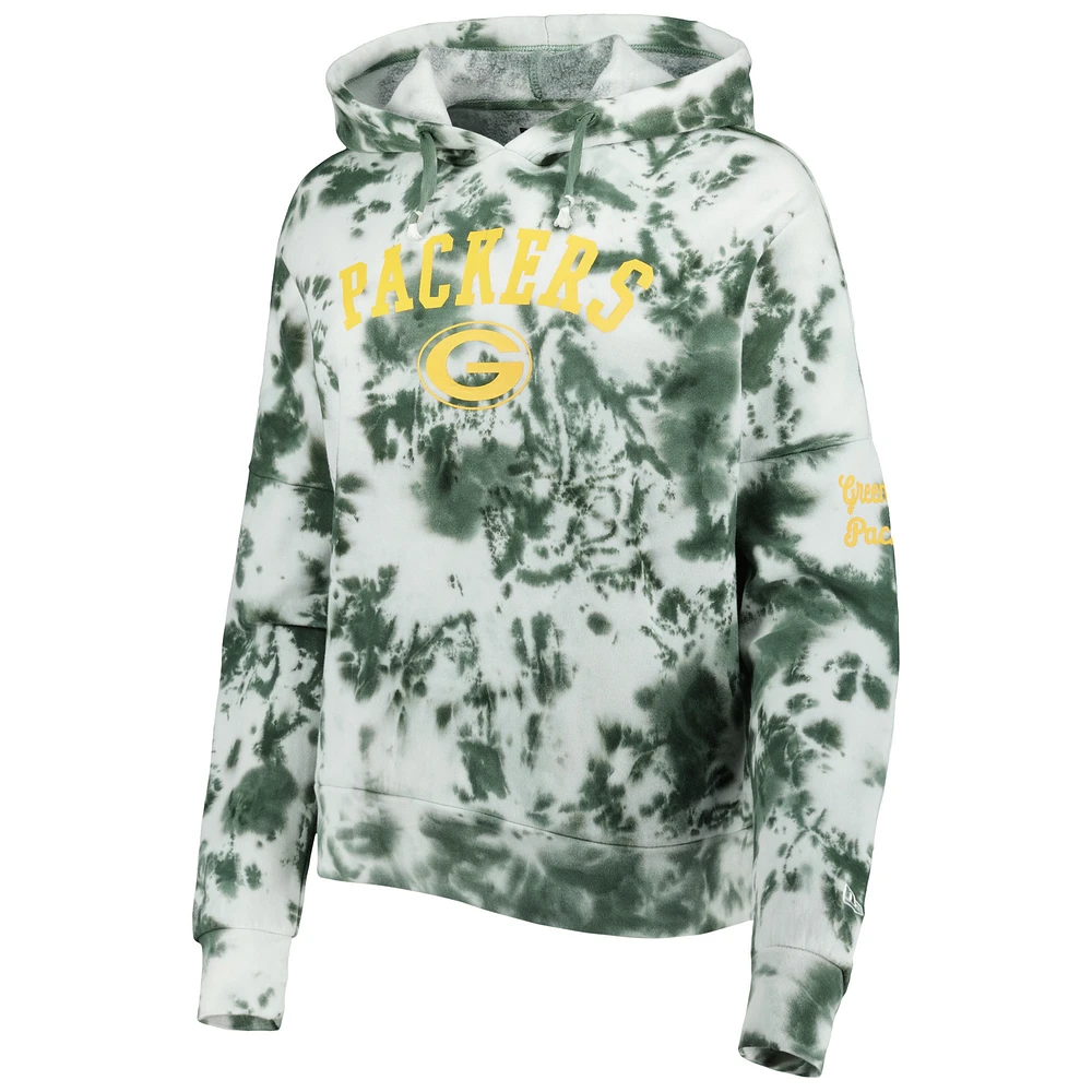 Women's New Era Green Bay Packers Cloud Dye Fleece Pullover Hoodie