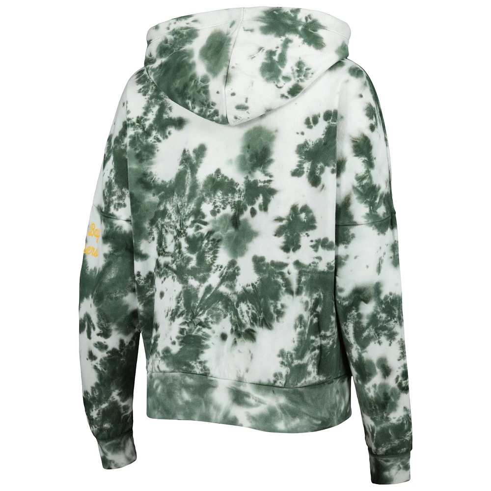 Women's New Era Green Bay Packers Cloud Dye Fleece Pullover Hoodie