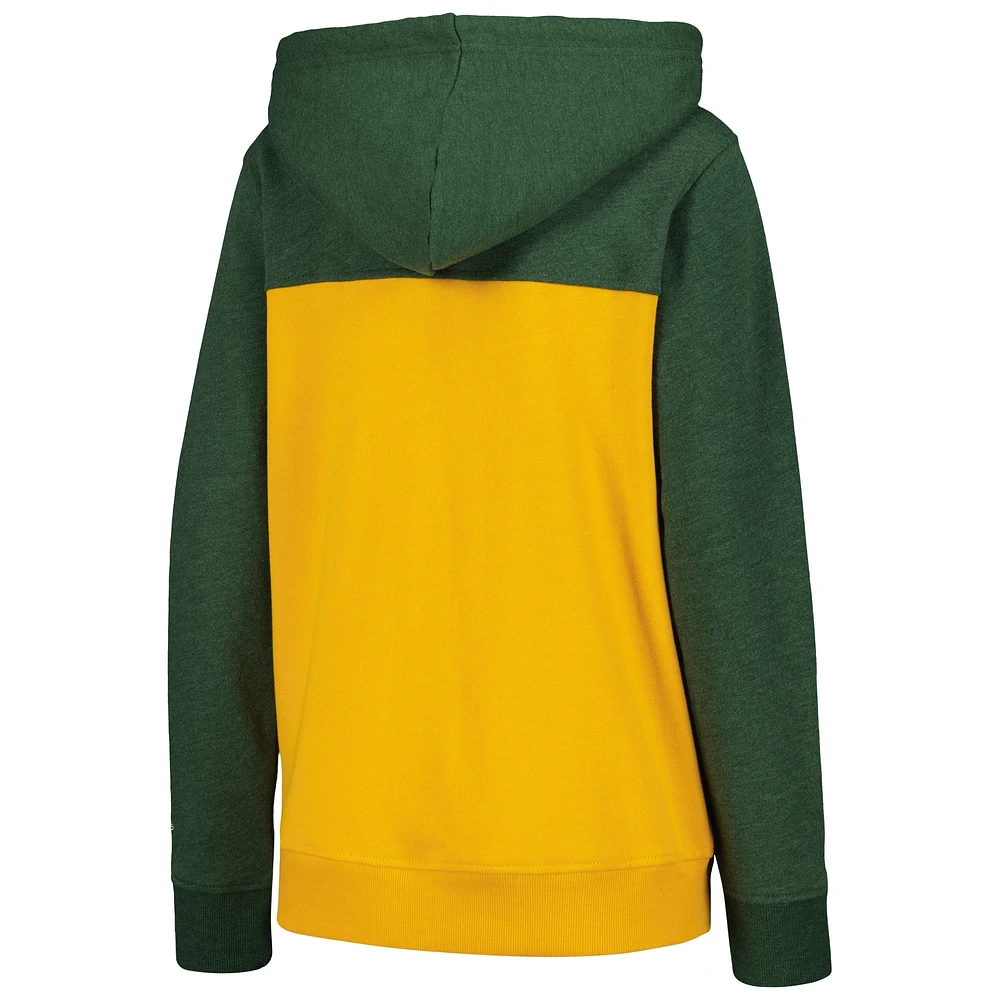 Women's New Era Green Bay Packers Color-Block Full-Zip Hoodie