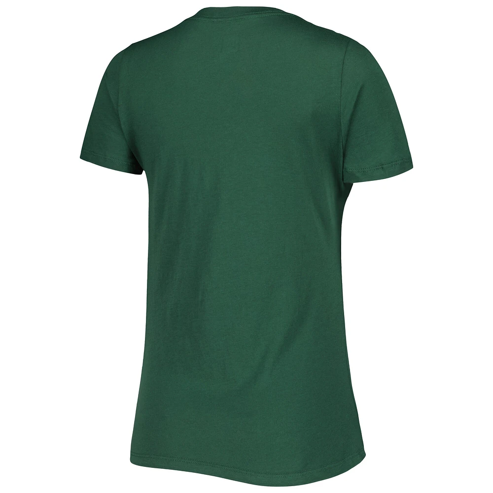 T-shirt vert à col en V pour femme Green Bay Packers Ink Dye Sideline New Era
