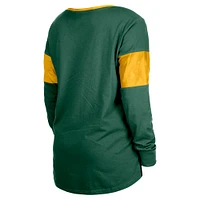 T-shirt à manches longues lacets et col cranté New Era pour femme, vert Green Bay Packers