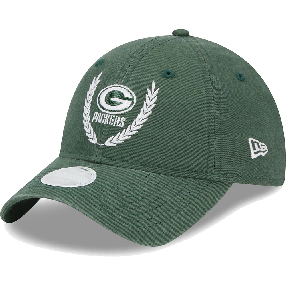 Casquette réglable New Era Green Bay Packers Leaves 9TWENTY pour femme