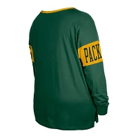 Women's New Era  Green Bay Packers Plus Lace-Up Notch Neck Long Sleeve T-Shirt