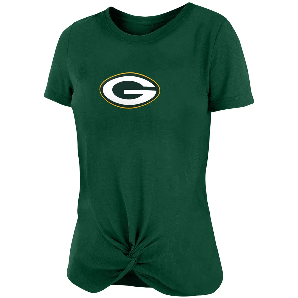 Women's New Era Green Green Bay Packers Slub T-Shirt with Front Twist Knot